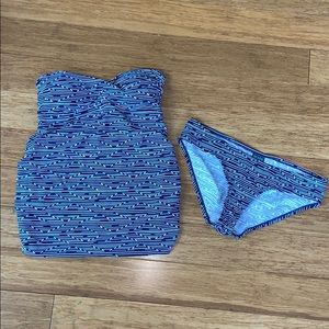 NEW BEACH BUMP Maternity Navy Strapless Tankini S